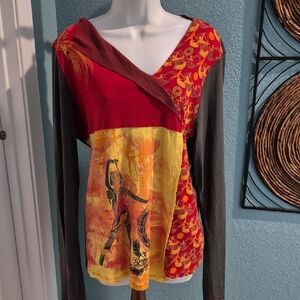 Cirque Du Soleil Colorful Women's Top with Unique Design. Size XL